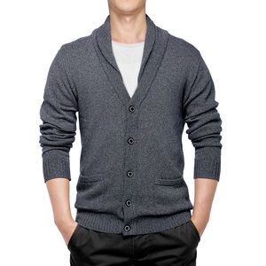 Matchstick sz:3XL Dark Heather Gray V Neck Knit Shawl Button Down Long Sleeve